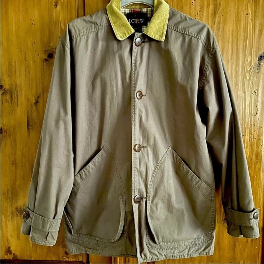 JCREW vintage classic chrome barn jacket cotton tan brown red plaid XS Oarsman - Picture 3 of 15
